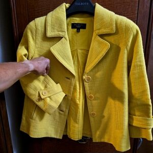 Talbots yellow petite linen blazer